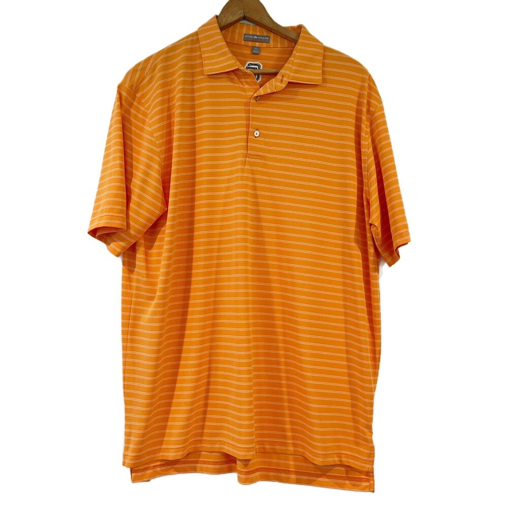 Peter Millar Summer Comfort Polo Shirt SF Giants Orange White Stripes XL